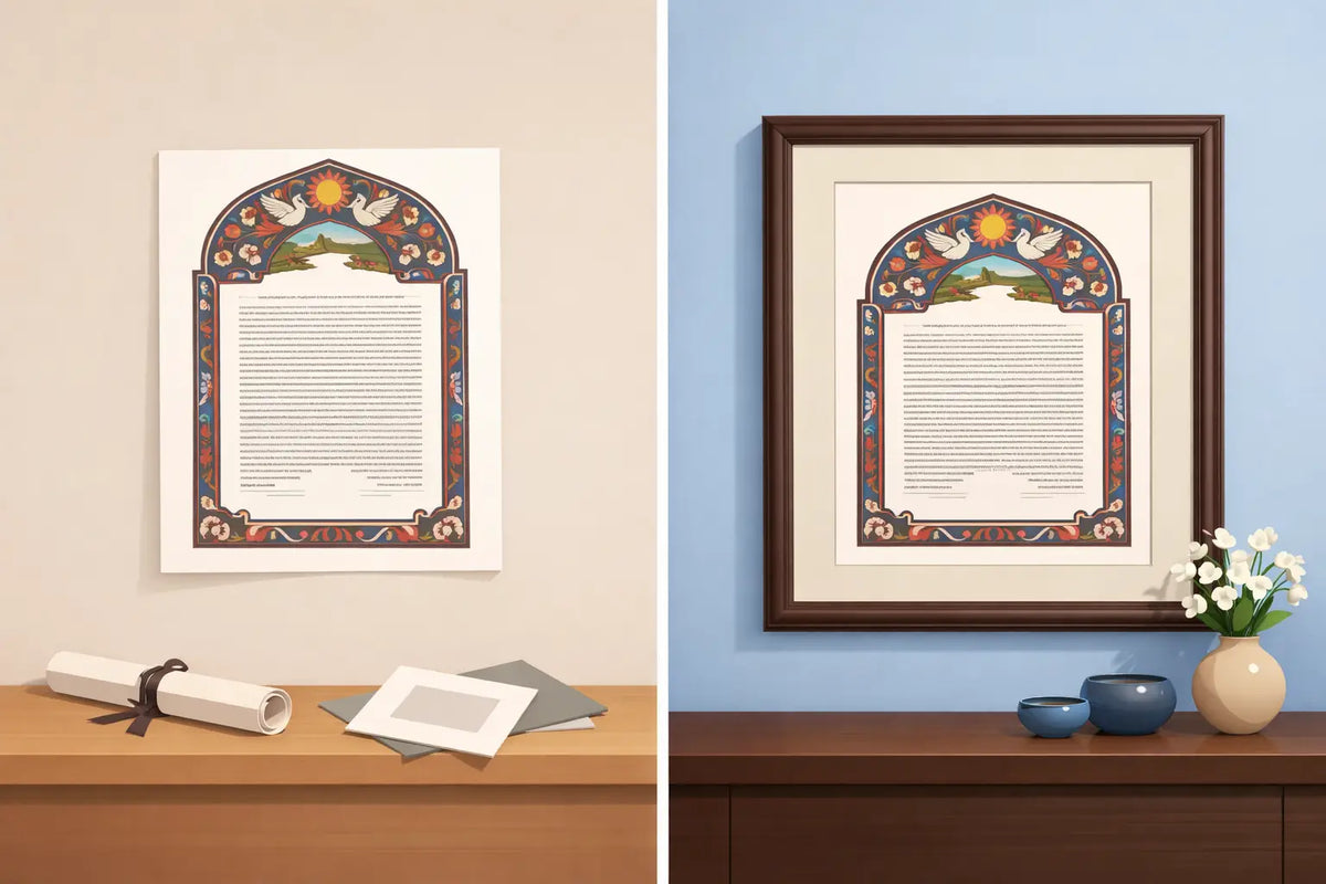 Ketubah Framing Before and After: What Changes